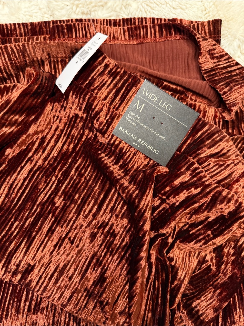 Banana Republic Copper Wide-Leg Crushed Velvet Pants NWT